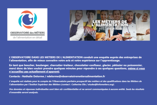 Questionnaire enquête apprentissage auprès des entreprises du commerce et de l'artisanat alimentaire